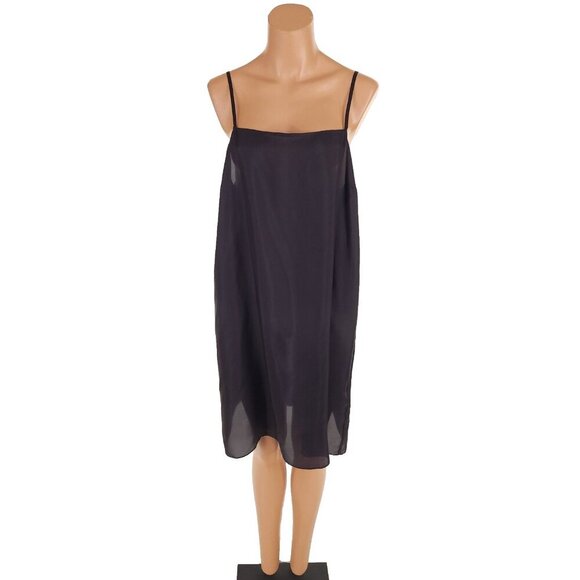 Sacai 36" Midi Satin Slip Size 3 L Black Intimates Dress Japan 22-06237 - Picture 1 of 7